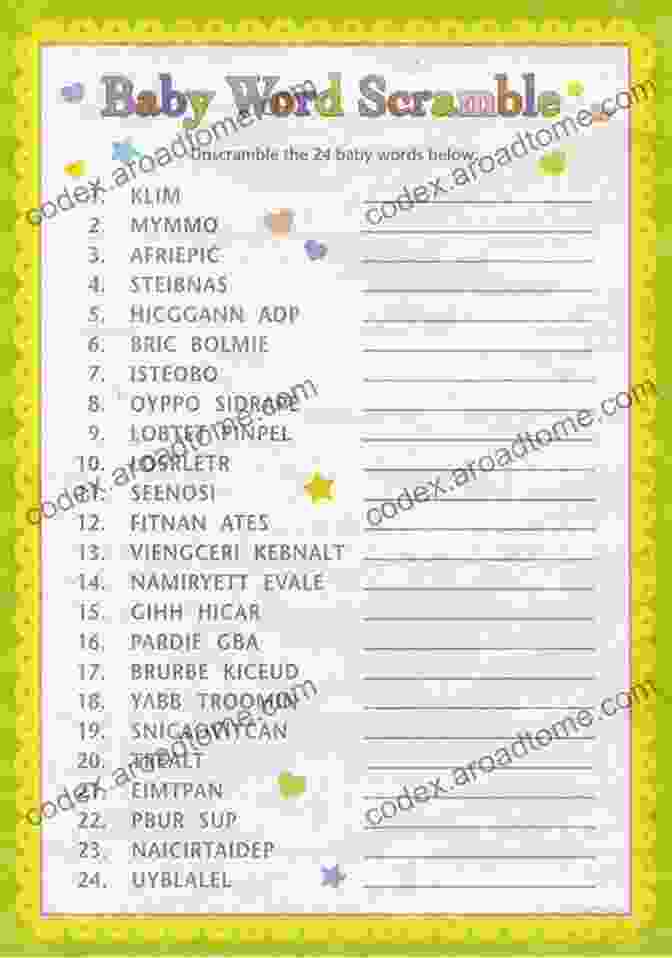 A Printable Sheet With Baby Related Words Scrambled The Ultimate Guide To Baby Shower Games