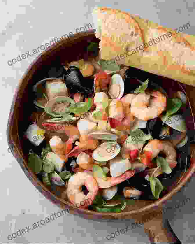 A Steaming Bowl Of Mediterranean Seafood Stew Filled With Shrimp, Mussels, And Vegetables. Mediterranean Diet Recipes #3: 25 Delicious Healthy Choice Recipes Perfect For Mediterranean Diet Followers Plant Based Recipes