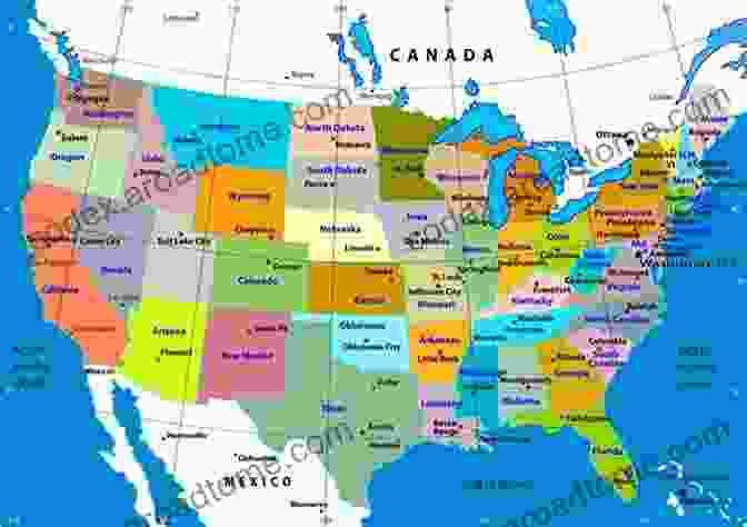 Vibrant And Detailed Map Showcasing The United States Of America The Little Man In The Map: With Clues To Remember All 50 States